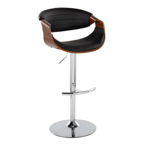 English Elm Mid-century Tufted Faux Leather Swivel Barstools with Chrome Base Set of 2 B202S01022