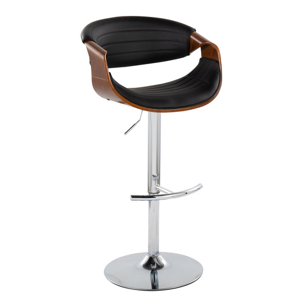 English Elm Mid-century Tufted Faux Leather Swivel Barstools with Chrome Base Set of 2 B202S01022