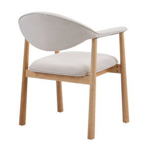 English Elm Modern Rubberwood Dining Chair Set Sculptural Curved Back Upholstered Seat Walnut Frame Beige,Natural N768P391165N