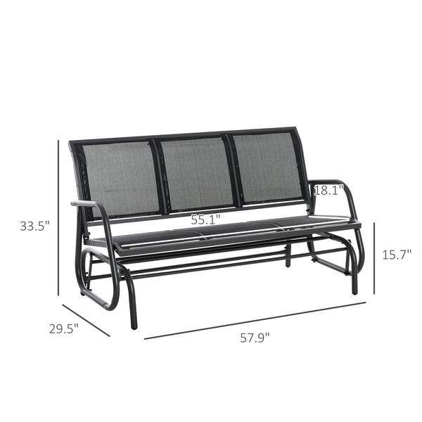 English Elm Outsunny 3 Seat Outdoor Glider Bench Powder Coated Metal Frame Mesh Porch Swing W2225P174352