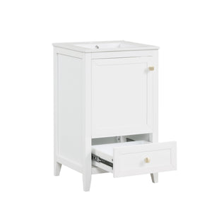 English Elm 20" Modern Bathroom Vanity With Soft-Close Door, Ceramic Sink & Storage Drawer For Small Spaces N725P185452K