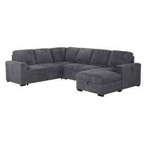 English Elm Melody Grey Sectional Sofa With Pullout Sleeper - Modern Comfort & Versatile Design For Any Space B201S00304