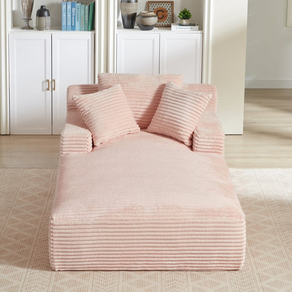 English Elm Oversized Corduroy Chaise Lounge Chair - Comfy No Assembly Sofa In Soft Pink For Living Room & Office W2339P323760-GIGA