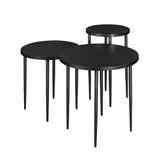 English Elm Walker Edison - Contemporary Minimalist 3-Piece Nesting Round Coffee Table Set – Solid Black