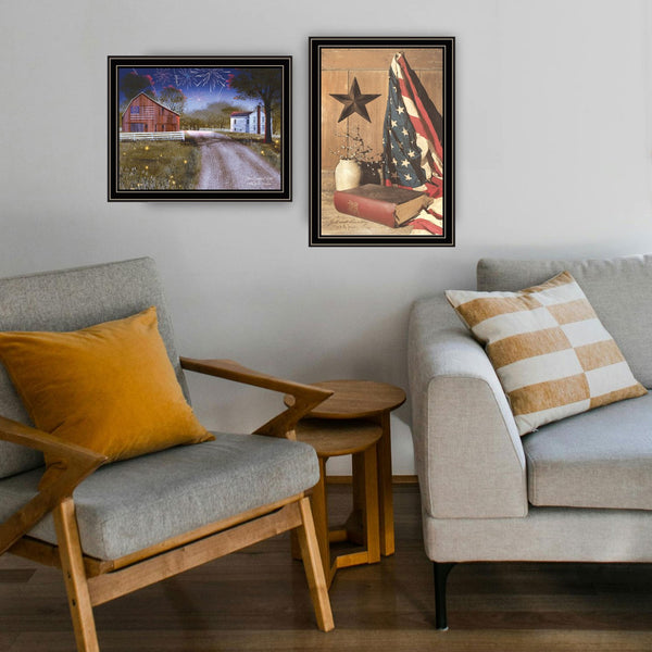 English Elm Trendy Decor 4u Patriotic Two Piece Framed Wood Wall Art Set by Billy Jacobs B067P256610