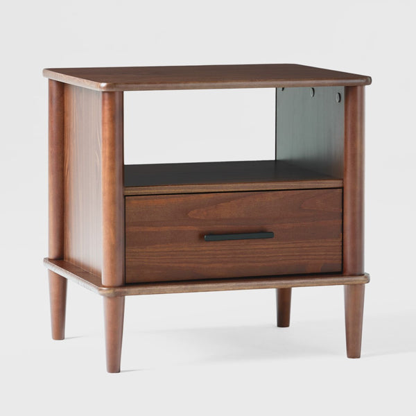 Spindle Mid-century Modern Nightstand with Drawer and Open Cubby for Stylish Storage Solutions