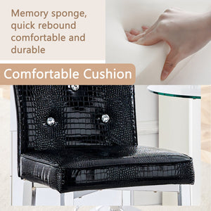 English Elm A Set of 2 Glam Faux Alligator Pvc Barstools with Crystal Buckle Detail W1512P491565