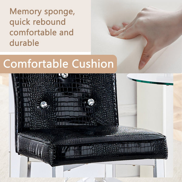 English Elm A Set of 2 Glam Faux Alligator Pvc Barstools with Crystal Buckle Detail W1512P491565
