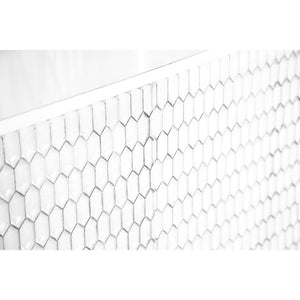 English Elm Carillon Honeycomb Relief White Accent Cabinet with Sculptural Doors for Entryway Storage B062P441318