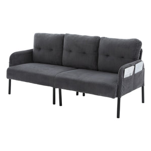 English Elm United We Win Corduroy Loveseat Plush Ergonomic Sofa with Spring Support Metal Legs Carbon Gray W1568P410050