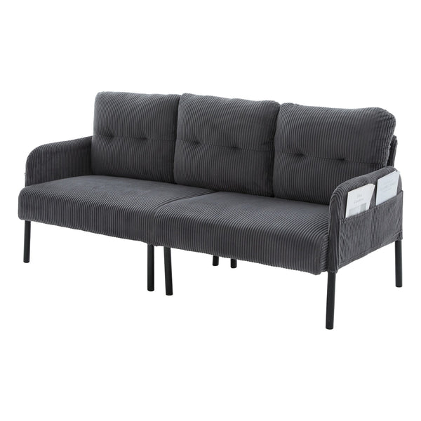 English Elm United We Win Corduroy Loveseat Plush Ergonomic Sofa with Spring Support Metal Legs Carbon Gray W1568P410050