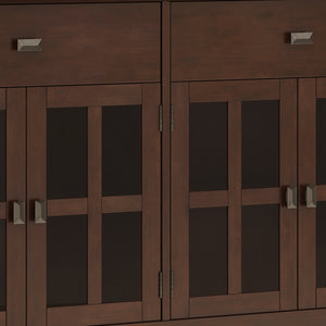 English Elm Artisan Solid Wood 4-Door Sideboard Buffet In Rich Russet Brown – Timeless Craftsmanship & Storage Solution B136P158430