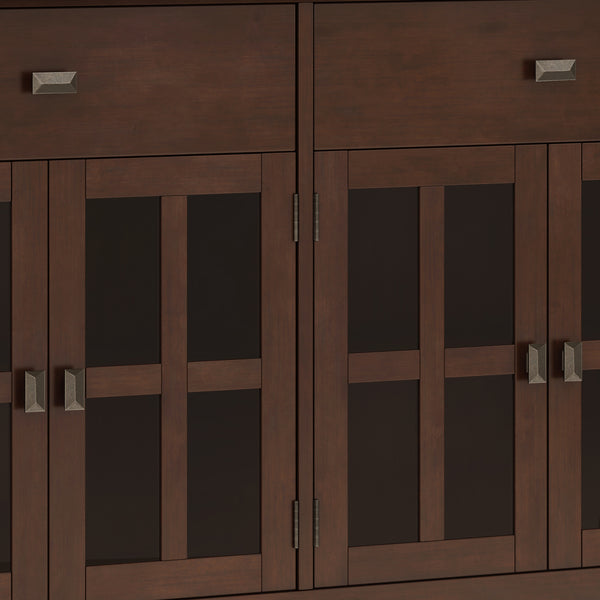 English Elm Artisan Solid Wood 4-Door Sideboard Buffet In Rich Russet Brown – Timeless Craftsmanship & Storage Solution B136P158430