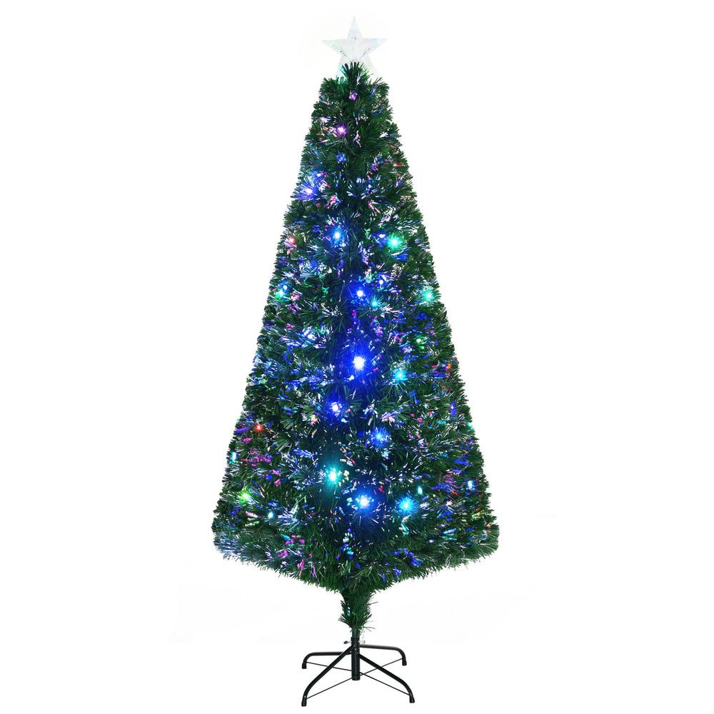 English Elm Christmas Fir Artificial Tree 6 Foot Pre-lit Led Fiber Optic Multicolor Holiday Glow T3971P383458