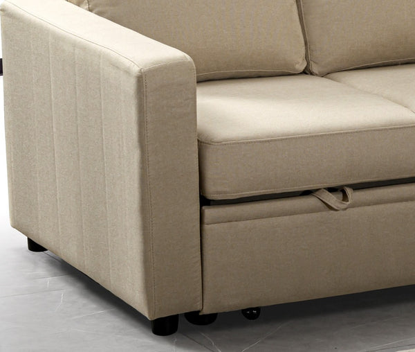 English Elm Sectional Sofa Bed - Stylish Beige Space-Saving Design For Small Living Rooms, Dorms & Offices B205S00035-GIGA