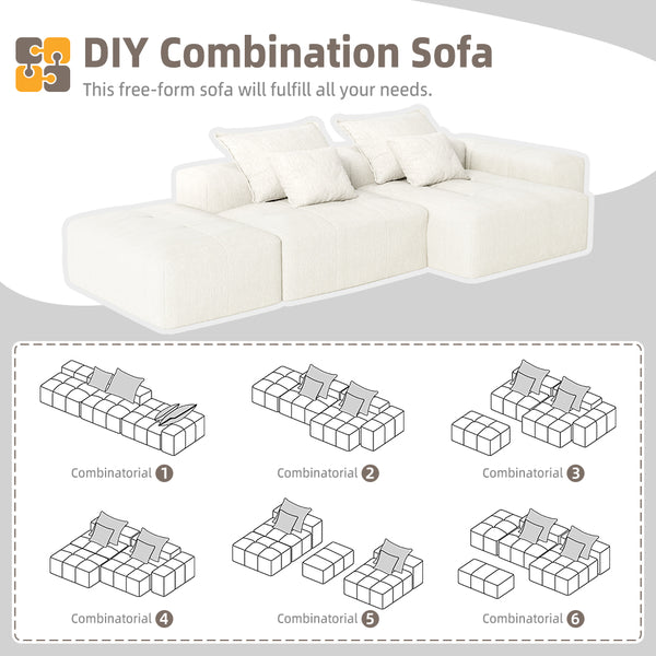 English Elm Modern Oversized Modular Sectional Sofa With Soft Chenille Fabric, Customizable Layout & 4 Pillows W1885S00057