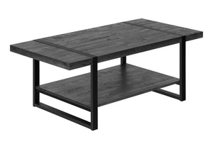 English Elm Coffee Coffee Table Rectangular 48" Rustic Black Laminate Top with Lower Shelf and Black Metal Legs Appeal B2710P219147