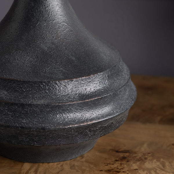 Crestview Collection 27.75"H Dax Resin Table Lamp - Rustic Matte Black Gourd Design With Tapered Linen Shade For Style   Cvavp1911