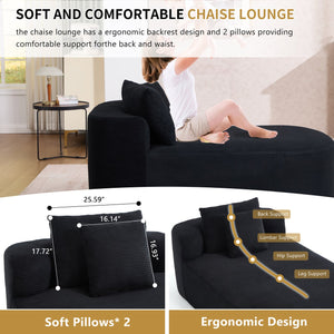 English Elm 67.5''chaise Lounge Oversized Corduroy Sleeper Sofa with Deep Seat and Two Pillows Black W1803P409160