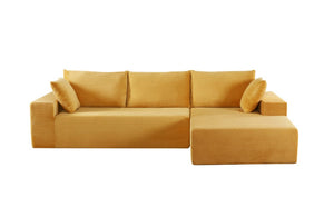 English Elm Cozyform Convertible Sectional Sofa - Soft Ginger Corduroy, Comfy Foam Couch For Living Spaces B2735P359714