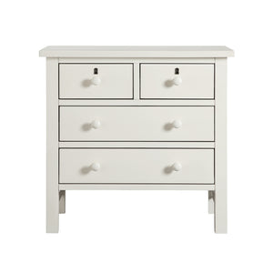 English Elm Georgina Distressed 4-Drawer Nightstand with French Dovetail Drawers and Decorative Faux Keyholes, 32" Antique White B050P376953