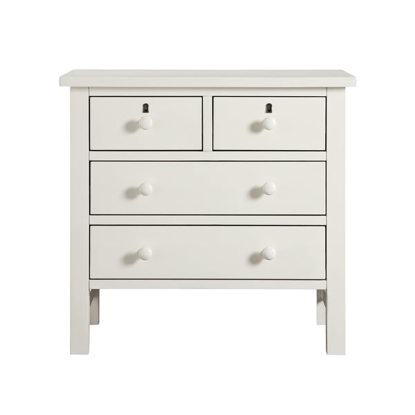 English Elm Georgina Distressed 4-Drawer Nightstand with French Dovetail Drawers and Decorative Faux Keyholes, 32" Antique White B050P376953