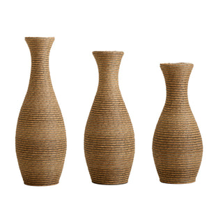 English Elm 3-piece modern PVC floor vase set with tall standalone racks for artificial branches and decor accents Beige W2796P261494