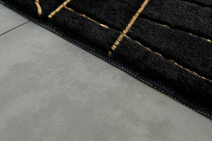 English Elm Luxury Plush Black Geometric Abstract Faux Fur Area Rug With Gold Accents - Machine Washable Comfort B030P233703