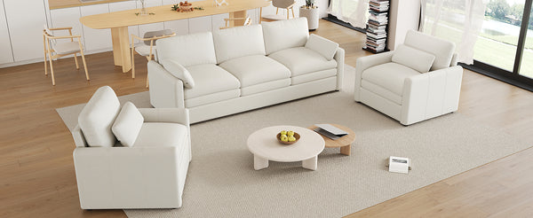 English Elm Cozy Upholstered Sofa Set - Oversized Chenille Cloud Couch With Double Cushion & Ergonomic Arms N719S001921A