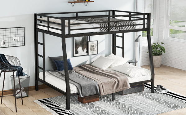 English Elm Metal Full Xl Over Queen Bunk Bed – Heavy-Duty, Space-Saving, Noise-Reducing Comfort For All Ages W1580S00238