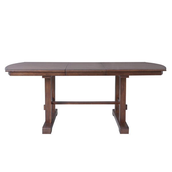 English Elm 6-piece Extendable Wood Dining Set with Linen Upholstered Chairs Bench Seats Eight Cherry N752S000097C