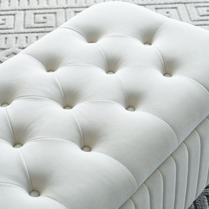 English Elm 47.24''W Storage Ottoman with Deep Button Tufting, Gold Accent Trim, Gas Lift, Sturdy Metal Legs Beige W579P224702