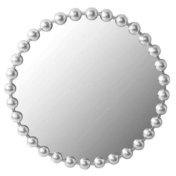 JLA Home Madison Park Signature - 27" Medium Beaded Metal Wall Mirror with Antique Silver Finish, HD Glass, Ready-to-Hang Elegance MPS95F-0035