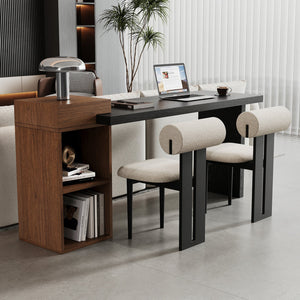 English Elm Modern Wood Grain Console Table with Two Tier Shelving for Entryway or Living Room Black,Walnut W3875S00031