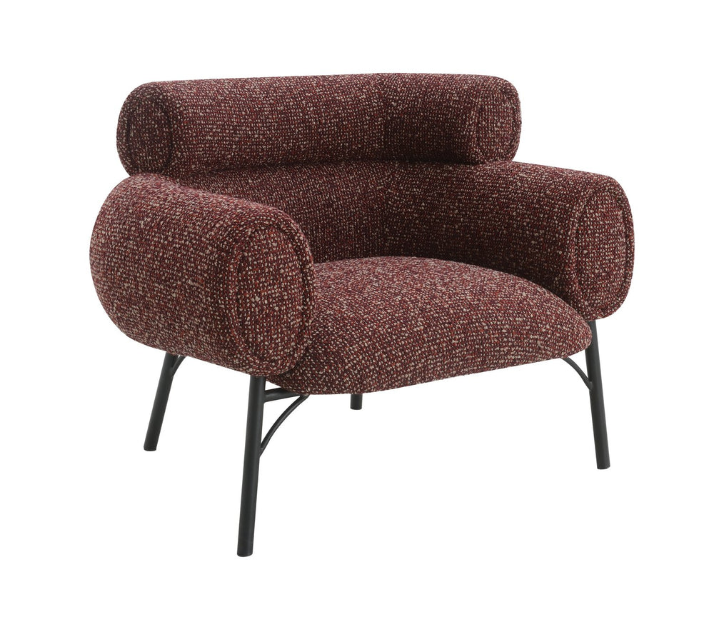 English Elm Mardi Burgundy Tweed Chair with Wooden Frame, KD Legs & Full Foam Seat — 10" Clearance, 220lb Capacity B2726P309302