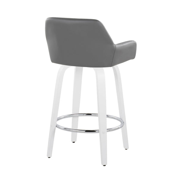 English Elm Fixed-height Swivel Counter Stools with Faux Leather Seats and Chrome Footrest Set of 2 Grey B202S01816