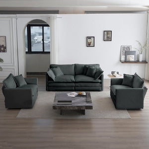 English Elm 3 Piece Sofa Set - Stylish Gray Chenille With Arm & Toss Pillows - Perfect For Small Living Spaces! W714S00980