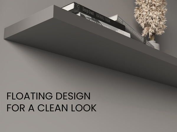 English Elm Ecco Floating Shelves Set of 2 47" – Sleek Matte MDF Wall-Mounted Storage with Hidden Brackets for Stylish Organization and Display Grey 49 L x 11 W x 4 H B070P286446