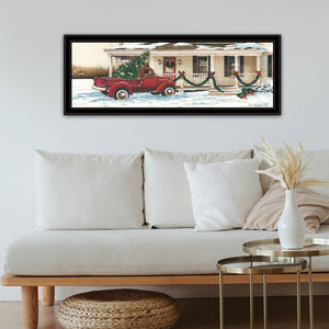 English Elm Trendy Decor 4u John Rossini Christmas Winter Scene Black Framed Print Wall Art B067P256646