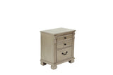 English Elm Classic Bedroom Formal Nightstand Antique Silver Finish 2-Drawers 1 Piece Bedside Table Plywood Furniture