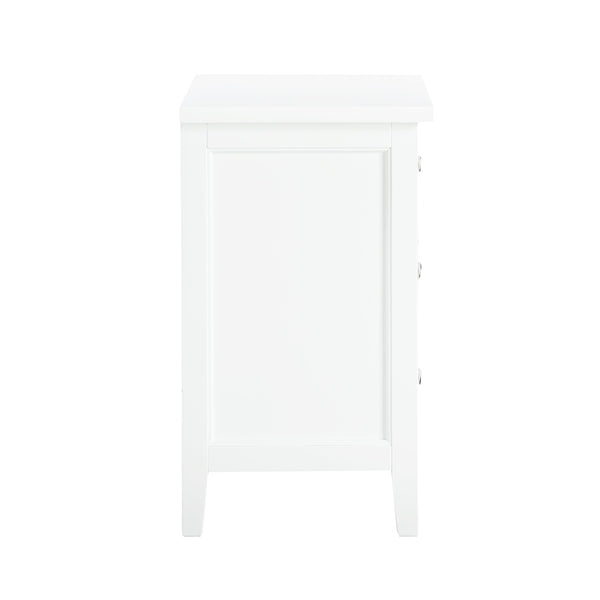 English Elm Luca 3-Drawer Nightstand with Dovetail Drawers and Metal Glides, Tapered Legs, No Assembly Required White B050P376948