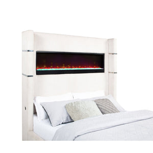 English Elm Judah Queen Wingback Bed Cream Corduroy Upholstered with Headboard Flame Visualizer B062P451805