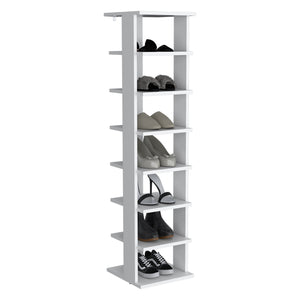 English Elm Shoe Organizer with 7 Shelves for Small Spaces — Durable Engineered Wood, Eco-Certified, Stylish Storage White 52.76 L x 16.93 W x 3.15 H B097P369415