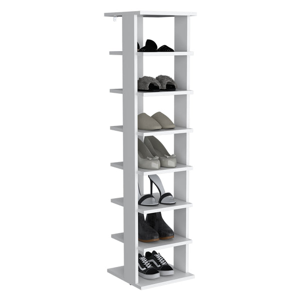 English Elm Shoe Organizer with 7 Shelves for Small Spaces — Durable Engineered Wood, Eco-Certified, Stylish Storage White 52.76 L x 16.93 W x 3.15 H B097P369415