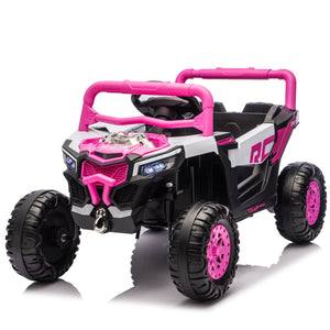 English Elm 12v Kids Electric Utv Ride on Toy with Parental Remote Swing Function and Shock Absorbers Pink W1578P368159