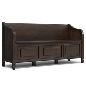 English Elm Connaught Wide Entryway Storage Bench - Handcrafted Dark Chestnut Wood With Spacious Storage & Seating B136P203417