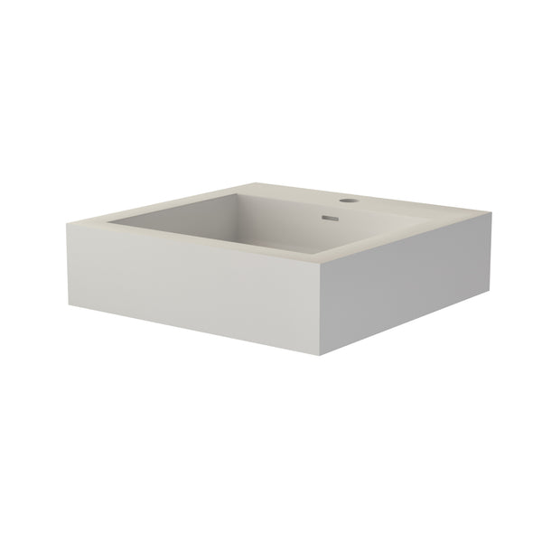 English Elm Bathroom Square Solid Surface Vessel Basin Matte Finish Minimalist Vanity Sink T3785P491214