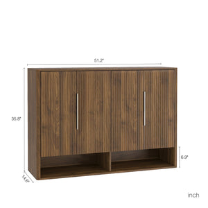 English Elm Shoe Cabinet with Four Doors Adjustable Shelves Entryway Organizer Modern Storage Unit W1321S00041