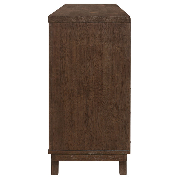 English Elm McCall Brown Oak 2-Door Server with Drawer, Rustic Farmhouse Sideboard 59" Wide, Felt-Lined Top B062P358301