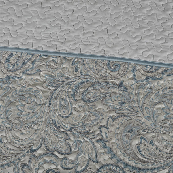 English Elm 5 Piece Jacquard Bedspread Set with Throw Pillows Queen Paisley Pattern Grey-Trimmed Quilted Luxury Teal 18.11 L x 22.83 W x 7.48 H B035P148359